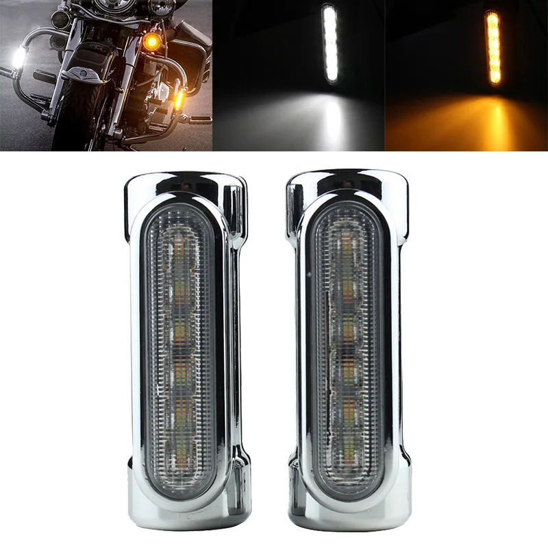 FADUIES Chrome Motorcycle Highway Bar Switchback Driving Light White Amber LED For Crash Bars Harley Davidson Touring Bikes (14)