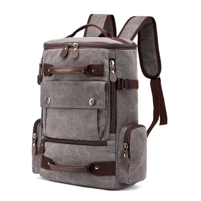Брезентовый ранец для мужчин большой ёмкость Multi-function рюкзак для альпинизма и путешествий рюкзак для прогулок для мужчин сумка для ноутбука Рюкзаки - Цвет: Серый