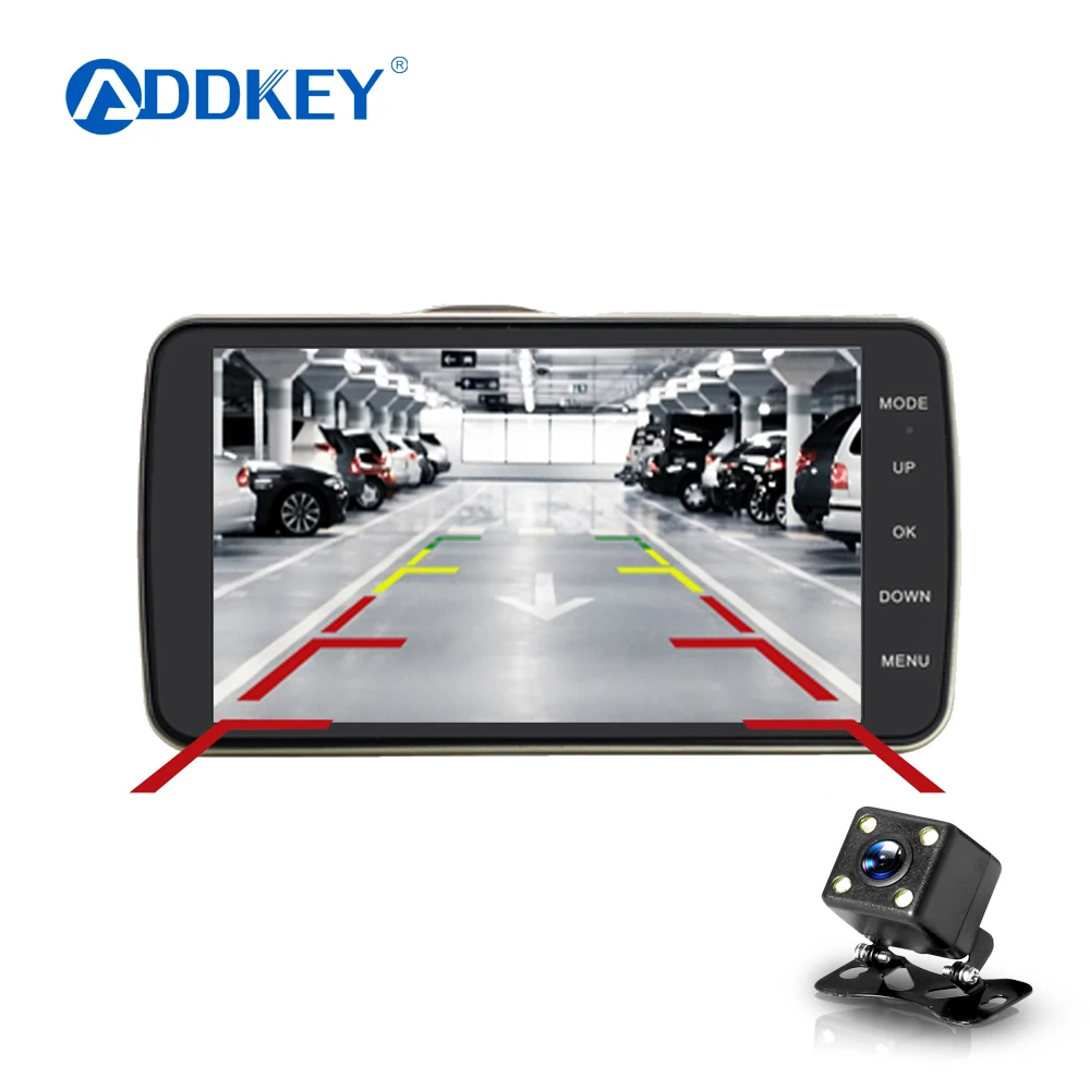 

ADDKEY IPS 4" Car DVR Camera Dual Lens with ADAS LDWS Full HD 1296P Car Distance warning Dashcam Video Recorder Registrar dvrs