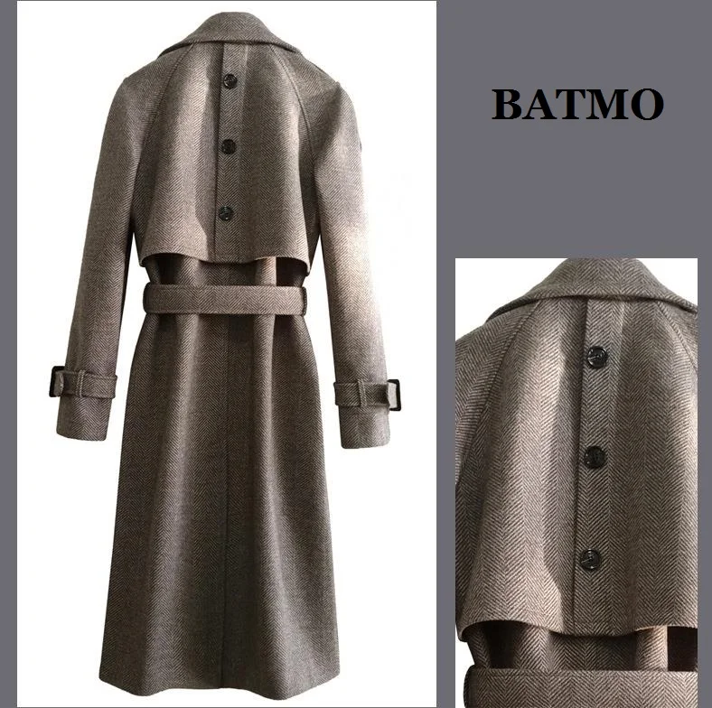 BATMO, Новое поступление, осень и зима, высокое качество, шерсть, повседневный Тренч, мужской, X-long, пальто, плюс-размер, S-6XL 1167