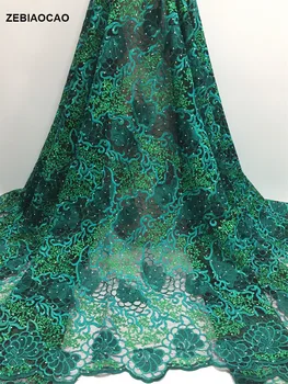 

High quality African lace fabric with rhinestones Nigerian mesh lace bride French lace fabric 5 yards per batch
