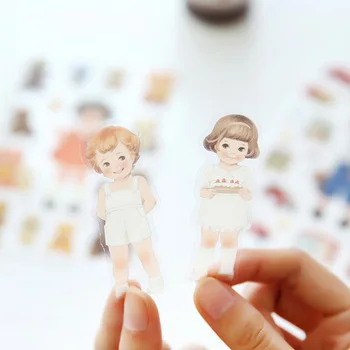 6 Sheets Kawaii Cute Girl Doll  Phone Decorative Stickers DIY Album Decor Stick Label Paper Crafts