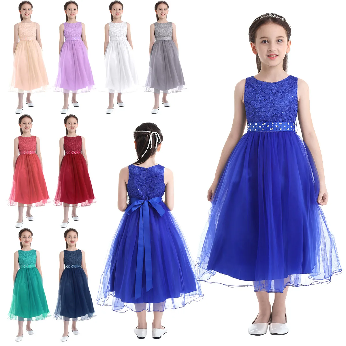 IEFiEL/элегантное детское кружевное платье с блестками и цветочным узором для маленьких девочек; пышное свадебное платье подружки невесты; платье принцессы с фатиновой юбкой
