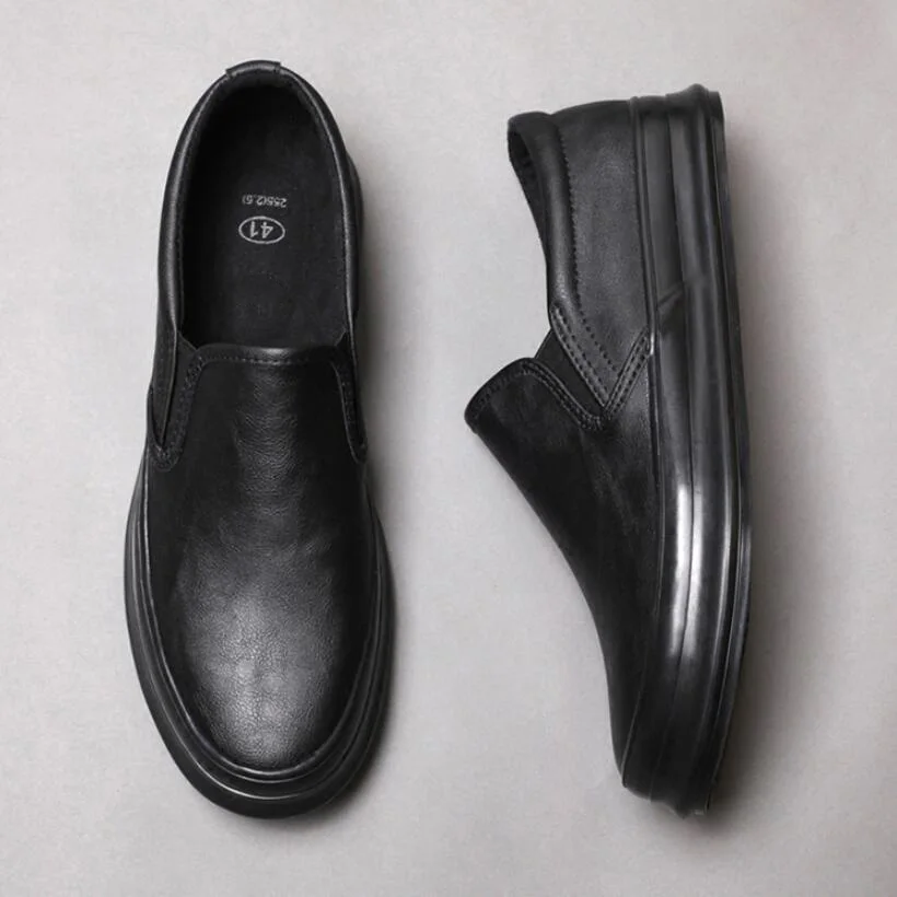 Модная мужская обувь из Вулканизированной Ткани; повседневные Лоферы без застежки на толстой подошве; трендовая мужская обувь на платформе; черные Прошитые кроссовки без шнуровки