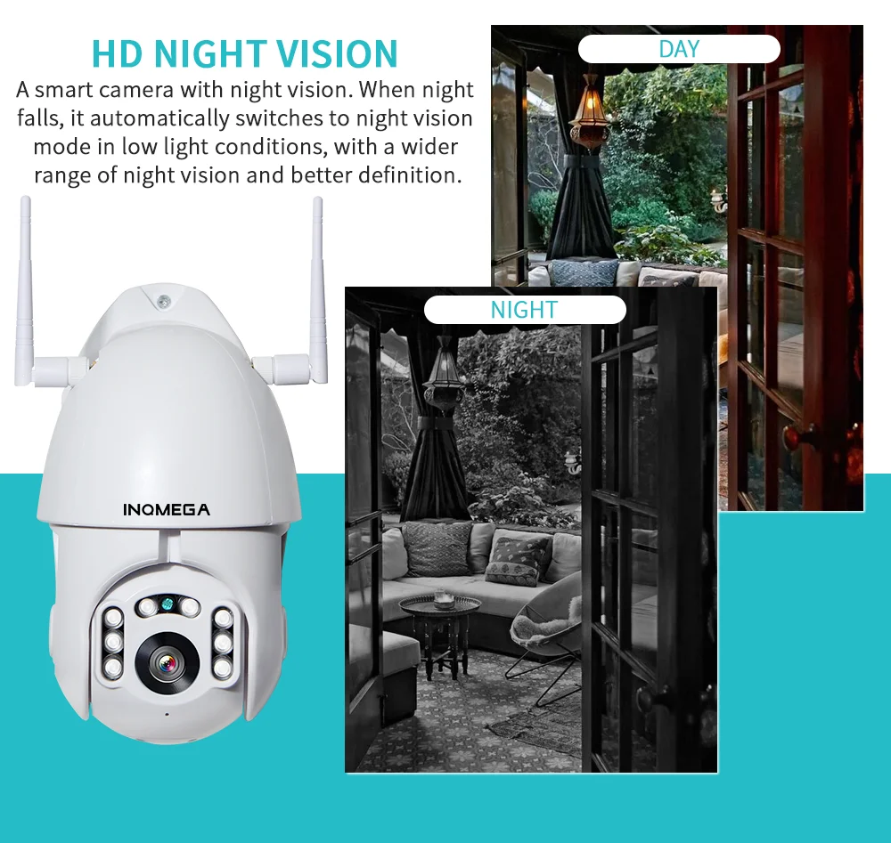  INQMEGA IP Camera WiFi 1080P Wireless Auto tracking PTZ Speed Dome Camera Outdoor CCTV Security Sur - 32994424236