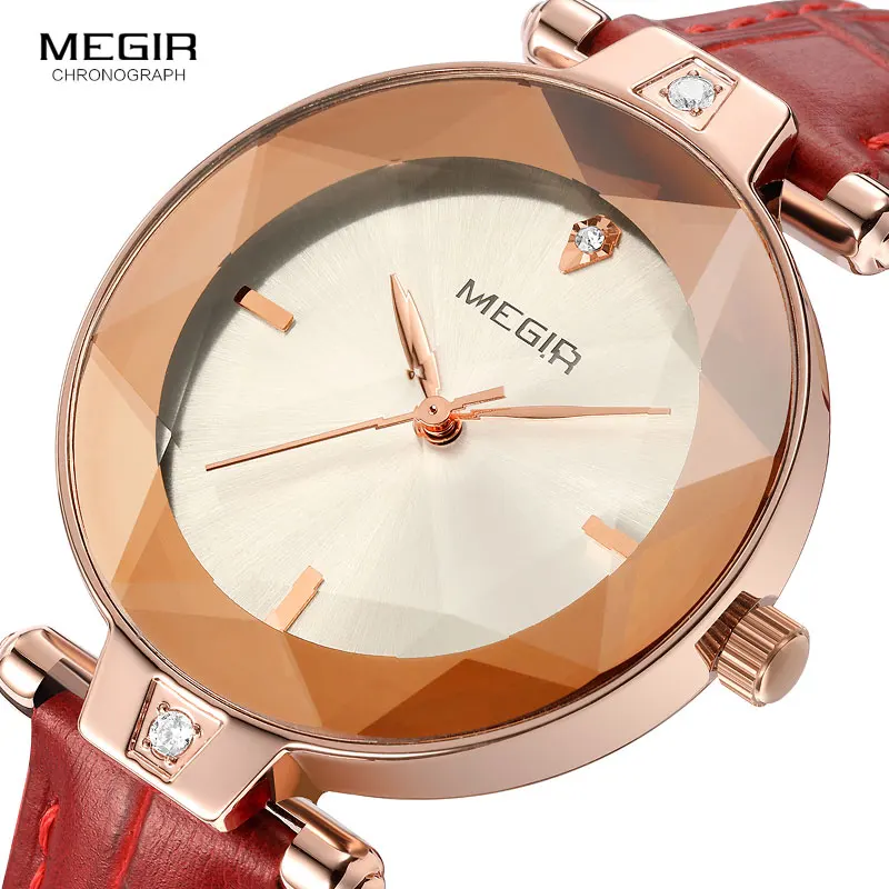 

Women Watches MEGIR Fashion Red Leather Ladies Quartz Watch Women Clock Lovers Hour Relogio Feminino Montre Femme Reloj Mujer