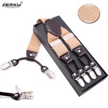 Мужские подтяжки, 6 зажимов, подтяжки с узором в клетку, регулируемые эластичные подтяжки, мужские, y-образные, ligas Tirantes