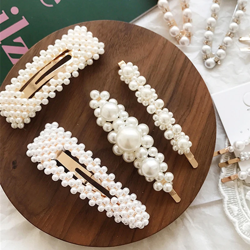

Pearl Hair Clips Bridal Wedding for Women Girl Gold Hairpins Barrettes Headwear Geometric Hair Hairpin Accessories Jewelry 2019