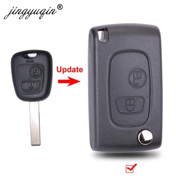 

jingyuqin Modified Flip Folding Remote Key Shell for PEUGEOT 307 607 207 407 2BTN Key Case Fob Cover VA2/HU83 Blade Replacement
