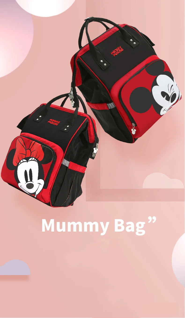 Дисней usb пеленки мешок рюкзак бутылка Отопление Микки Минни детская сумка для мамы объемная сумка путешествия Материнство подгузник мешок