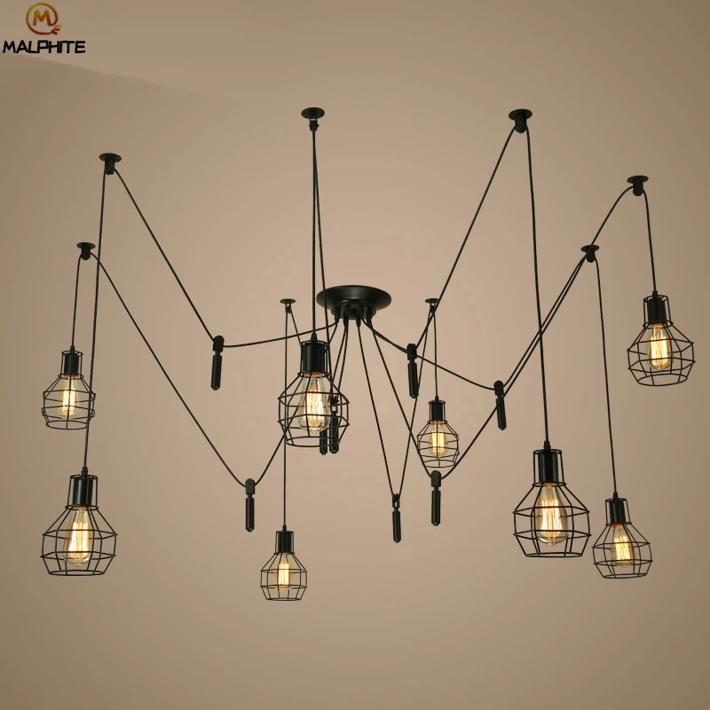 

Retro Industrial spider Chandelier lighting Loft Vintage industrial lampadari light luminaria Edison Lamps deco Lighting fixture