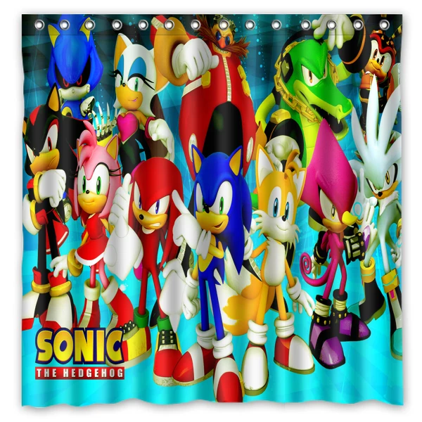 

2016 Hot Customized Bath Curtain!Cartoon Game& Sonic the Hedgehog Printed Waterproof Polyester Shower Curtain(Size:180X180CM)
