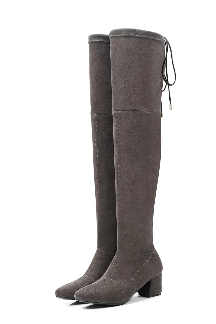 Stiefel Flock Winter 34 Frauen High SchwarzGrau Hohe {zorssar} Leder 2019 Plus Gre 43 Neue Heelber Mode Lang Knie tsCxBQhdr