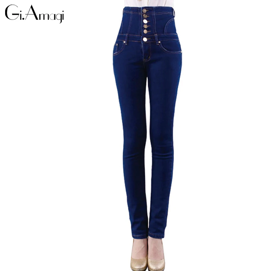 2016 новые модные Для женщин эластичные super high waist skinny Для женщин джинсы женские весенние джинсы тонкие ноги Vintga Для женщин длинные джинсовые