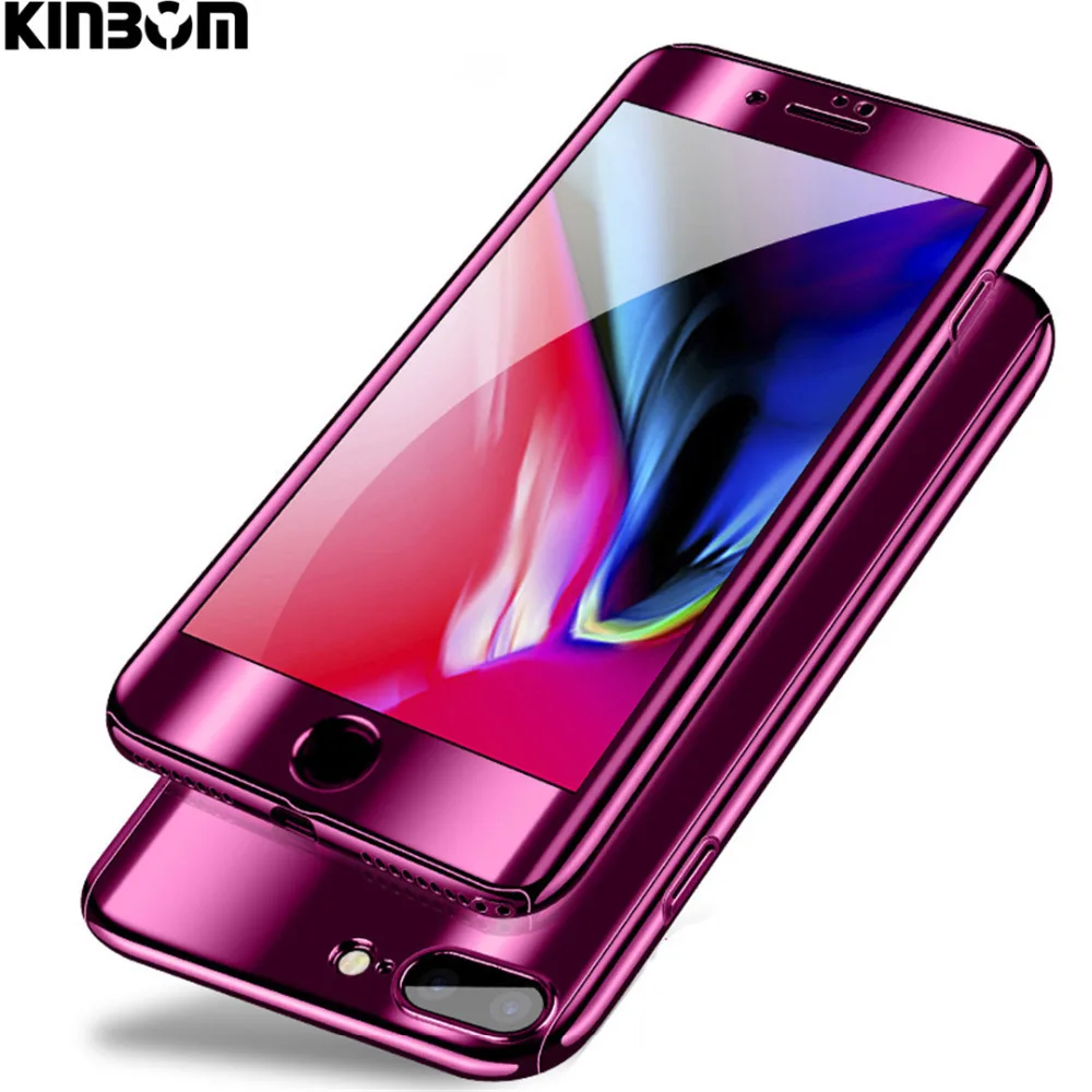 KINBOM зеркальная задняя панель 360 для IPhone X 8 7 6 s плюс полная защита Чехлы Iphone Hard Coque