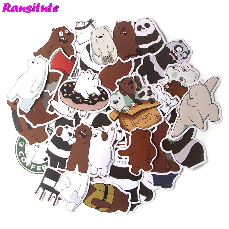 37Pcs/set We Bare Bears Mixed Sticker Laptop Skateboard Bike JDM Doodle Applique Cool Waterproof Sticker R397