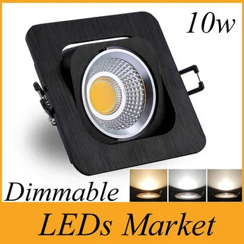 

Brush Black shell 10w Led Cob Downlights Dimmable Led Recessed Light lamp 360 degree rotation warm cold white AC90-260V 12V CE