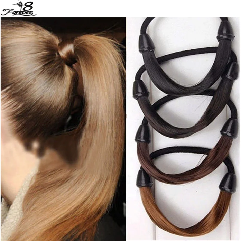 

1 Piece Cute Womens Girls Modern Korean Style Hairpiece accessories Rope Hairband Synthetic Wig Elastic Headwear Ponytail Holder