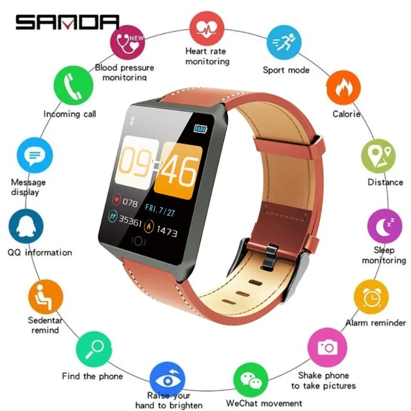 

SANDA CK19 Smart Watch Men Bluetooth Sport Watches for IOS Android Women Blood Pressure Heart Rate Monitor Bracelet Smartwatch