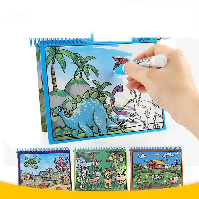 

Educational Toys For Children Water Magic Recyclable Coloring Notebook Animal Flower Paint Learning Kids Birthday Gift Toy et048