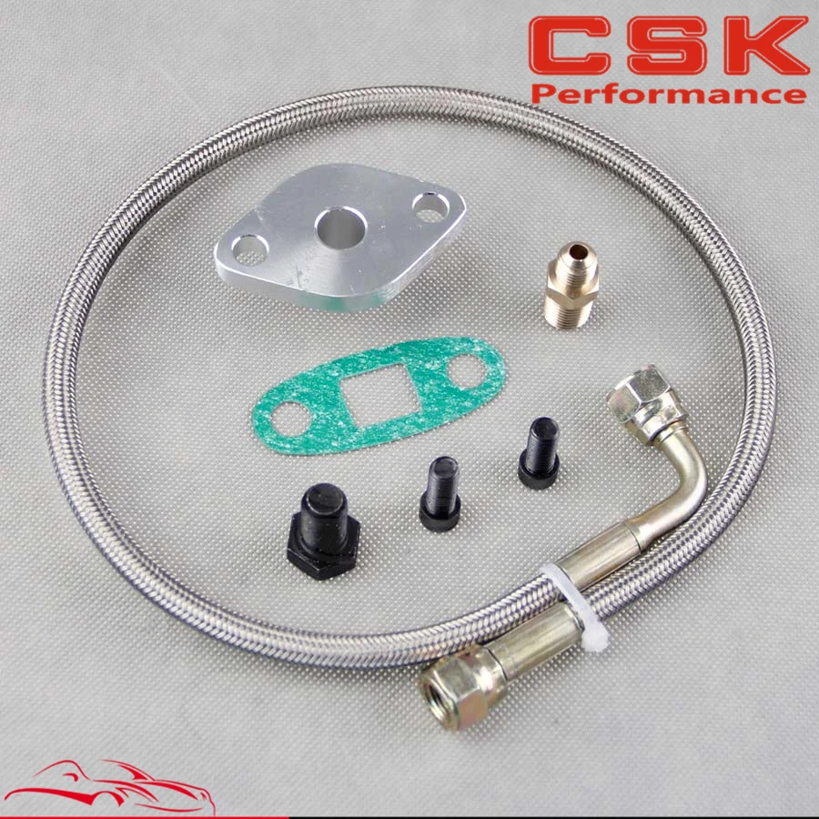Комплект шлангов подачи масла фланец для Toyota Supra 1JZGTE 2JZGTE 1JZ/2JZ Single Turbo Silver|oil feed line|oil