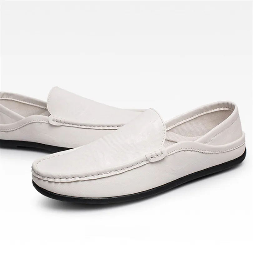 LIN KING Comfortable Soft Pu Leather Shoes Men's Slip On Lazy Single Shoes Spring Autumn Casual Loafers For Man Moccasin Shoes