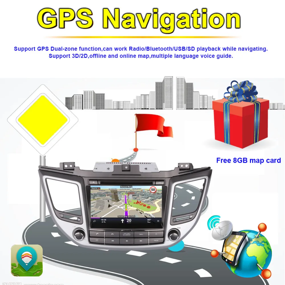 Clearance 8 Inch Android 8.0 Octa Core 4GB RAM Car GPS Navigation For Hyundai Tucson IX35 2015- Right Hand Driving DVD Multimedia Player 3