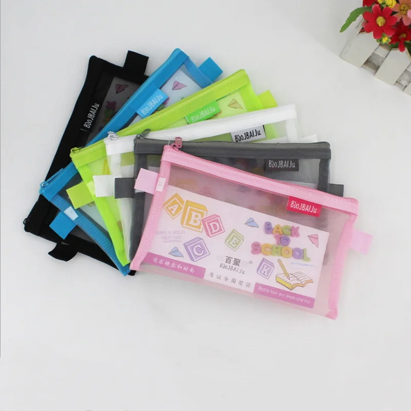

Women Mesh Cosmetic Bag Zipper Clear Make Up Case Transparency Toiletry Wash Box Travel Storage Bag Pencil Case