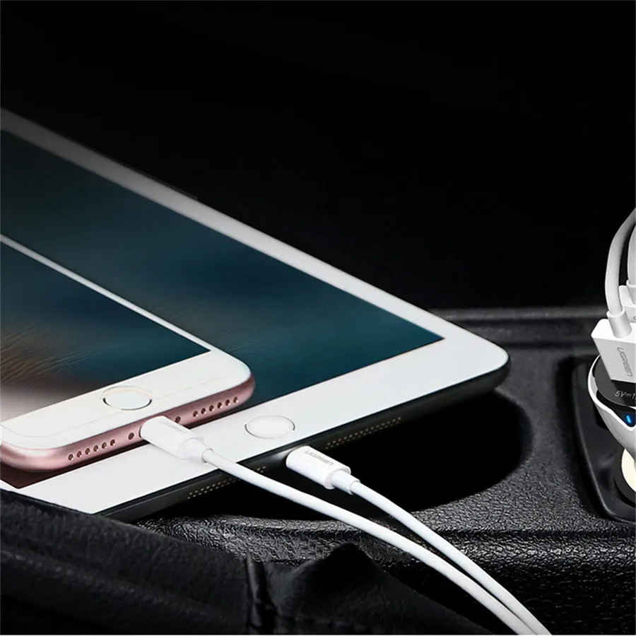Ugreen سيارة الهاتف شاحن آيفون × 8 7 6 زائد 3.4A المزدوج USB شاحن سيارة ل هواوي P20 Mate 10 الشرف 10 9 8 Oneplus 6 اللوحي