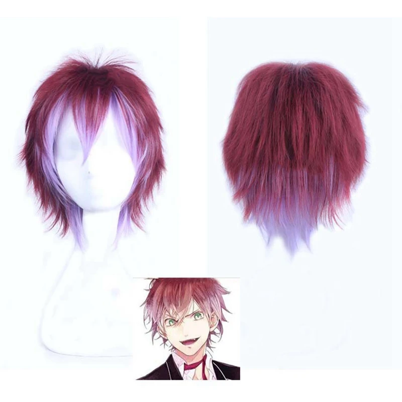 

DIABOLIK LOVERS Sakamaki Ayato Dark Red Mix Short Cosplay Wig Can Dropshipping