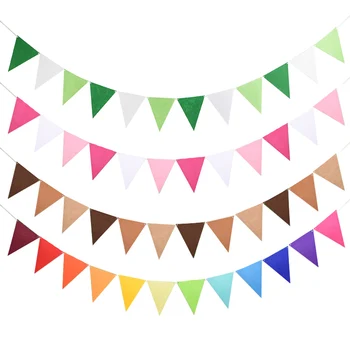 MEJOR OFERTA ❤️ 12 banderas de 17cm coloridas guirnaldas de bandera de fieltro banderín de barba de cumpleaños Baby Shower boda banderas de guirnalda suministros de decoración para fiesta - discount item 14% OFF Casa y jardín