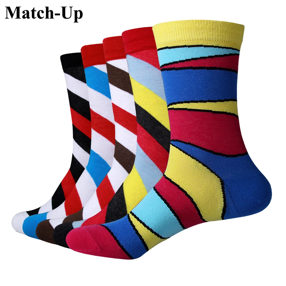 Matchup Red Quality Mens Striped Star Socks Newly Style Colorful Men Combed Cotton Tide