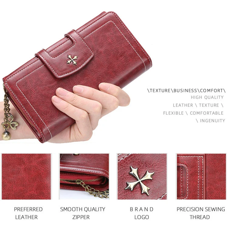 New Vintage Hasp Long Purse Ladies Wallet Women Luxury Brand Retro Zipper Leather Purses Female Wallets Woman Card Holder