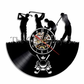 

1Piece Play Golf Decorative Vinyl Record Clock Vintage Wall Clock 7 Colors Change Atmosphere Light For Golf Club Member Gift