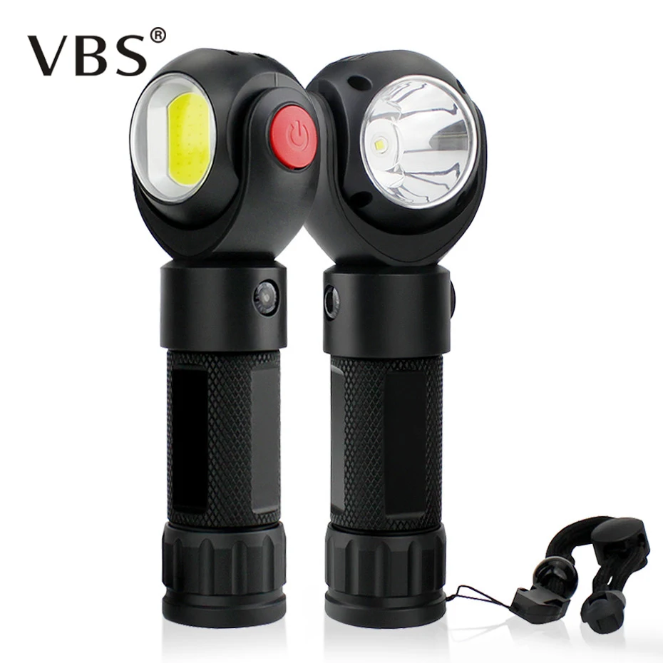 

Led Flashlight T6 COB Flash Light USB 360 Degree Free Rotation Lamp Head Waterproof Magnet Lighting Torch Lights Outdoor Camping