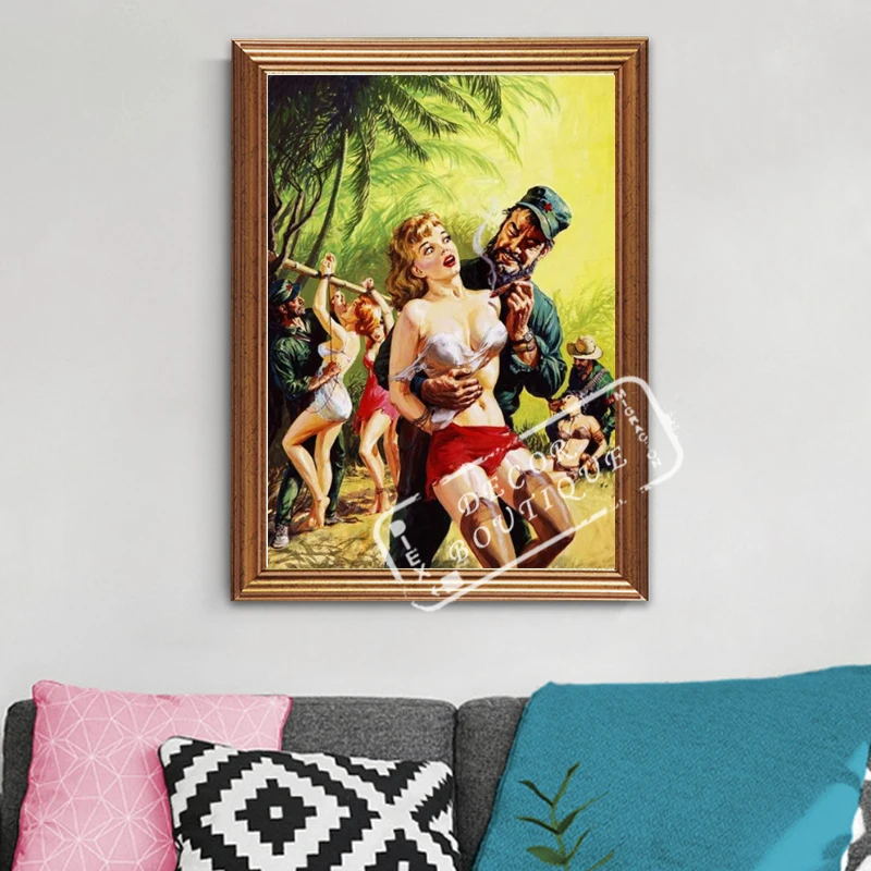 

Cold War US Propaganda Soldier Girls Cigar CCCP Soviet USSR Canvas Paintings Vintage Wall Poster Sticker Home Decor Gift