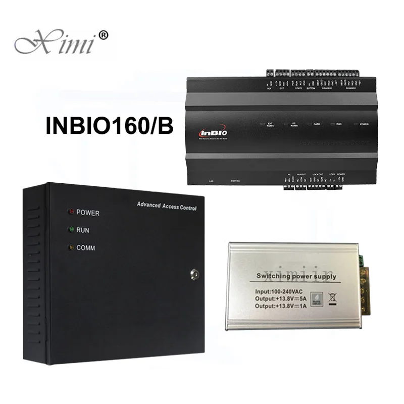 

ZK inbio160 Door Access Control Panel Fingerprint And RFID Access Control Board System With Battery Function Power Supply Box