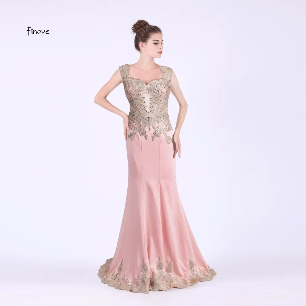 

Finove 2019 Mermaid Long Evening Dress Floor Length Sweetheart Prom Dresses See Through Back Elegant Formal Gown Wedding Party