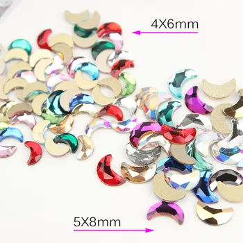 

Glass moon shaped nail rhinestone 5X8mm Crystal Flatback rhinestone for DIY Nail decorative or cell phone Wholesale Big pack