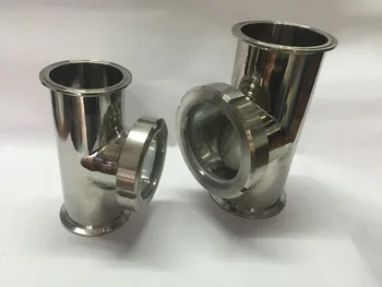 

1pcs 4" x 4" x 3" Stainless Steel Sight Glass Union Tri-Clamp Tee SS304. Height 150mm.