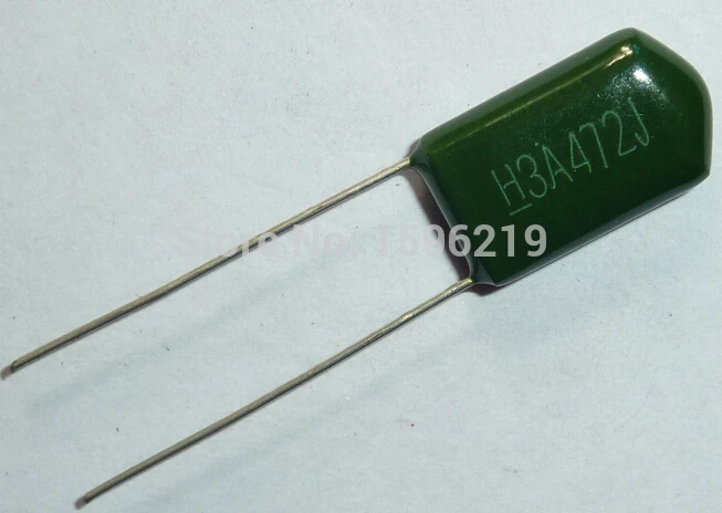 100 шт. лавсановой пленки конденсатор с алюминиевой крышкой, 1000V 3A472J 4700pF 4.7nF 3A472 5% 1KV полиэстеровый пленочный конденсатор