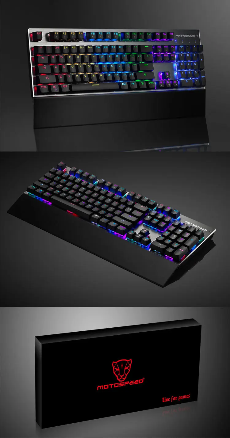 Motospeed CK108 RGB синий переключатель Механическая русская/английская клавиатура игровая Проводная светодиодный подсветка для геймера PC de