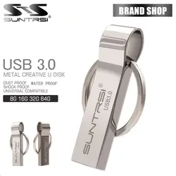 Suntrsi USB3.0 Flash Drive 128 gb 64 gb 32 gb Высокое Скорость Водонепроницаемый металлическая usb флеш-карта Stick 16 gb Flash Drive 64 gb с ключ палки