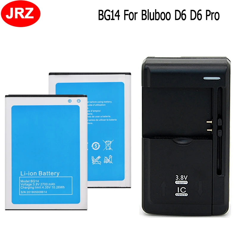 2 шт. + зарядка BG14 батарея для телефона Bluboo D6 Pro 2700 мАч 3 8 в Высокое качество Замена
