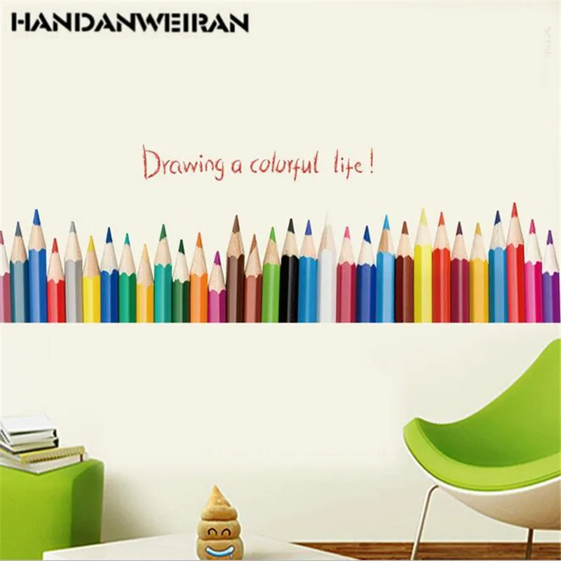  1PCS Color Pencil Drawing Skirting Wall Sticker Balcony Bedroom Kindergarten Classroom Decoration W - 32899489662