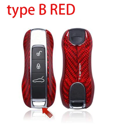 Чехол для ключей из углеродного волокна для Porsche Panamera 970 971 Cayenne Macan Boxster Cayman 981 982 718 991 911 918 - Название цвета: type B red