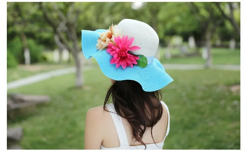 [HEAD BEE] модные летние соломенные шляпы для женщин широкополая пляжная шляпа с цветами и солнышками Большой Брим Панама