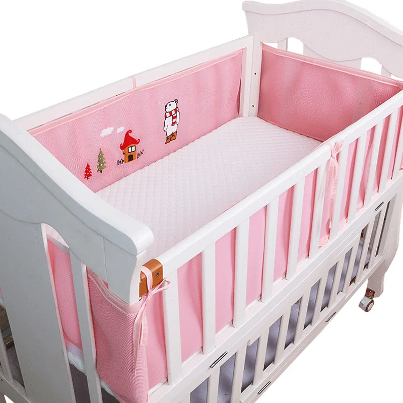 4Pcs Baby Bedding Set Bed Around Protector Summer Breathable Mesh Cot