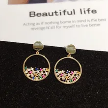 Изысканная маленькая серьга серьги золотистого цвета микро проложенный красочный кубический цирконий серьги для женщин подарок ювелирные изделия