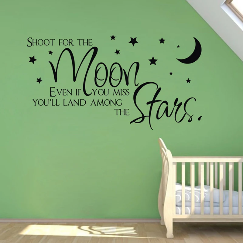 Vendita Calda Su Ebay Shoot For The Moon Star Wall Quote Sticker Per Bambini Boy Room Decoration,Baby Boy Wall Decals